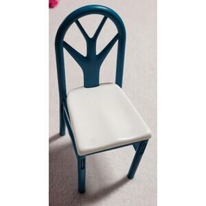 Barbie Size 1:6 Scale Kitchen Dining Room Chair Teal White 1990s Vintage